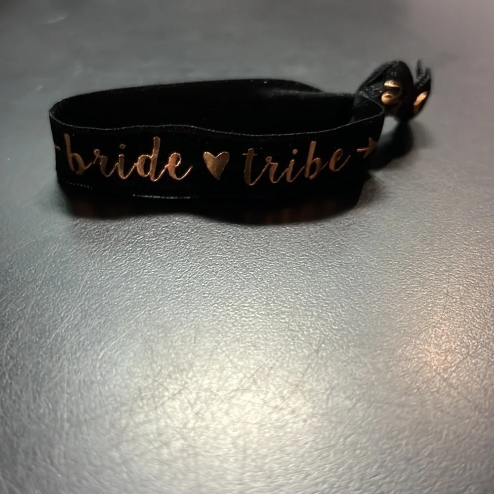 Bridal Party Hair Ties, 3 Black & 3 White Bride & Bride Tribe ties, 2 packs